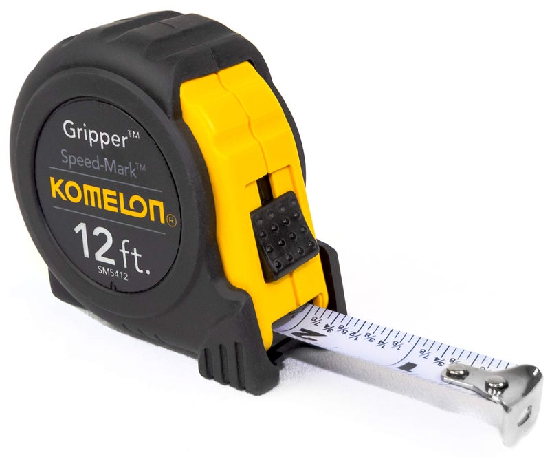 Komelon SM5412 Speed Mark Gripper Acrylic Coated Steel Blade Measuring Tape 5/8-Inch x 12-Feet, White - Image 1